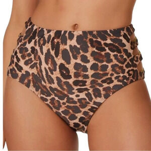 Bar III Women's Beach Cheetah Printed High Rise Bikini Bottoms Size S NWT
